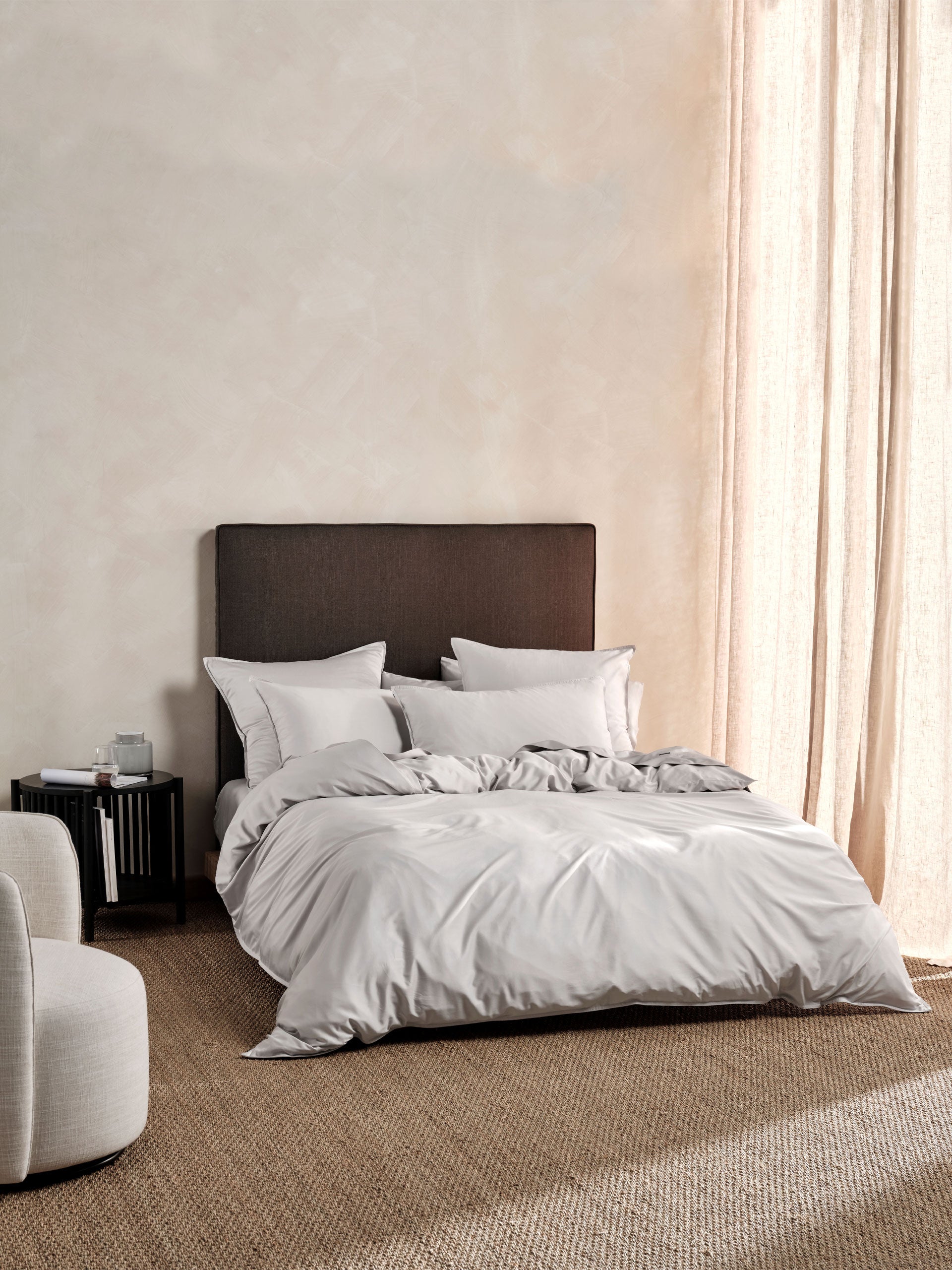 Duvet Cover-Oxford-Elka Bamboo Cotton-WHITE / SILVER-500TC